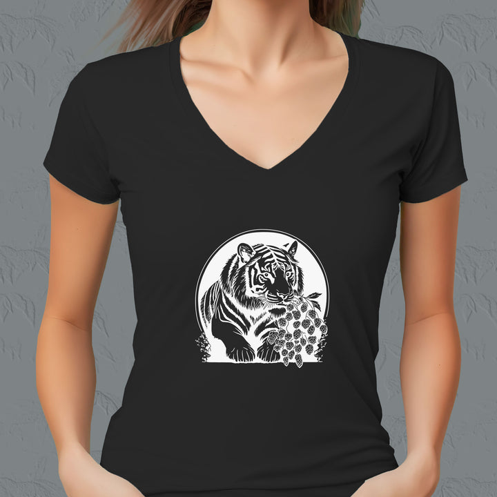 tiger holding hops in mouth beer shirt vneck