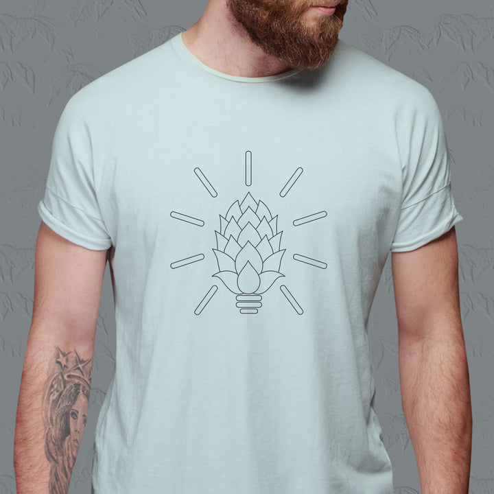 beer shirt with hop cone as light bulb