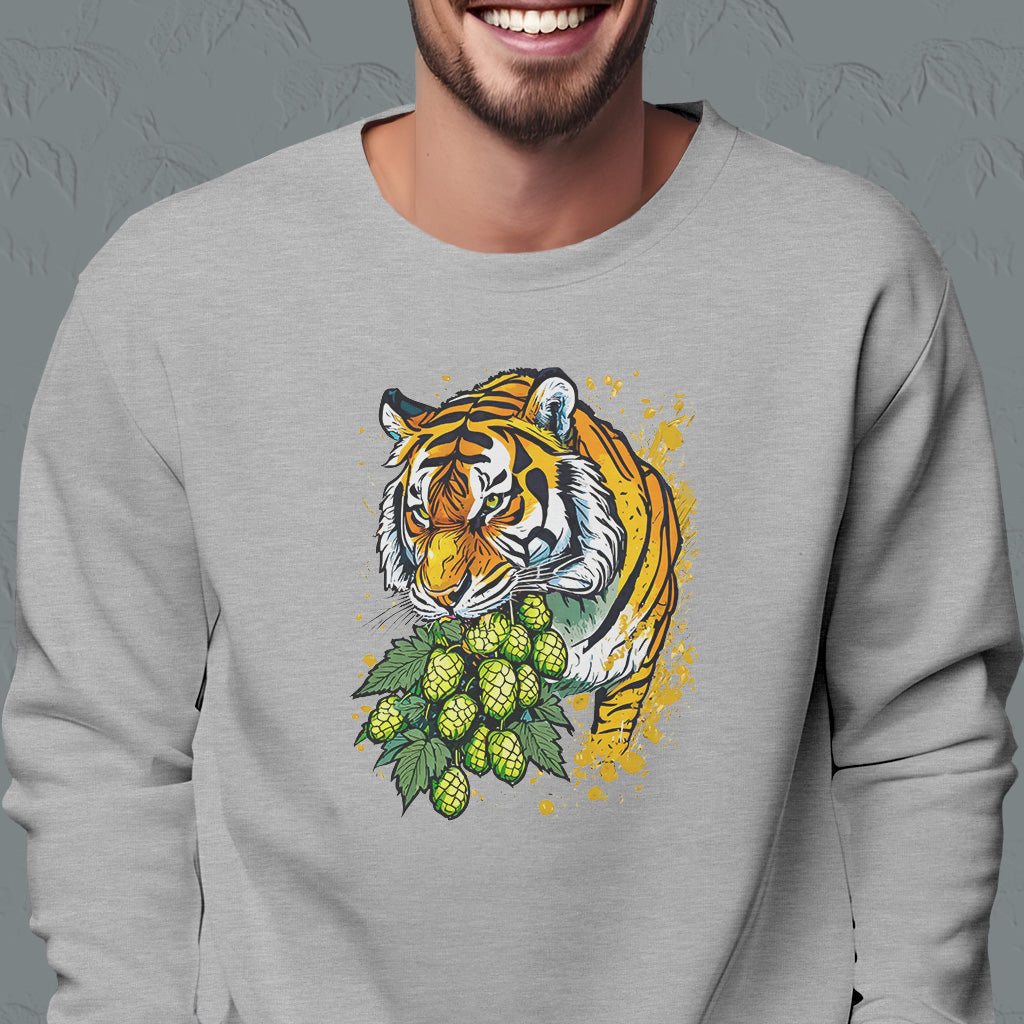 sweatshirt with tiger eating hops