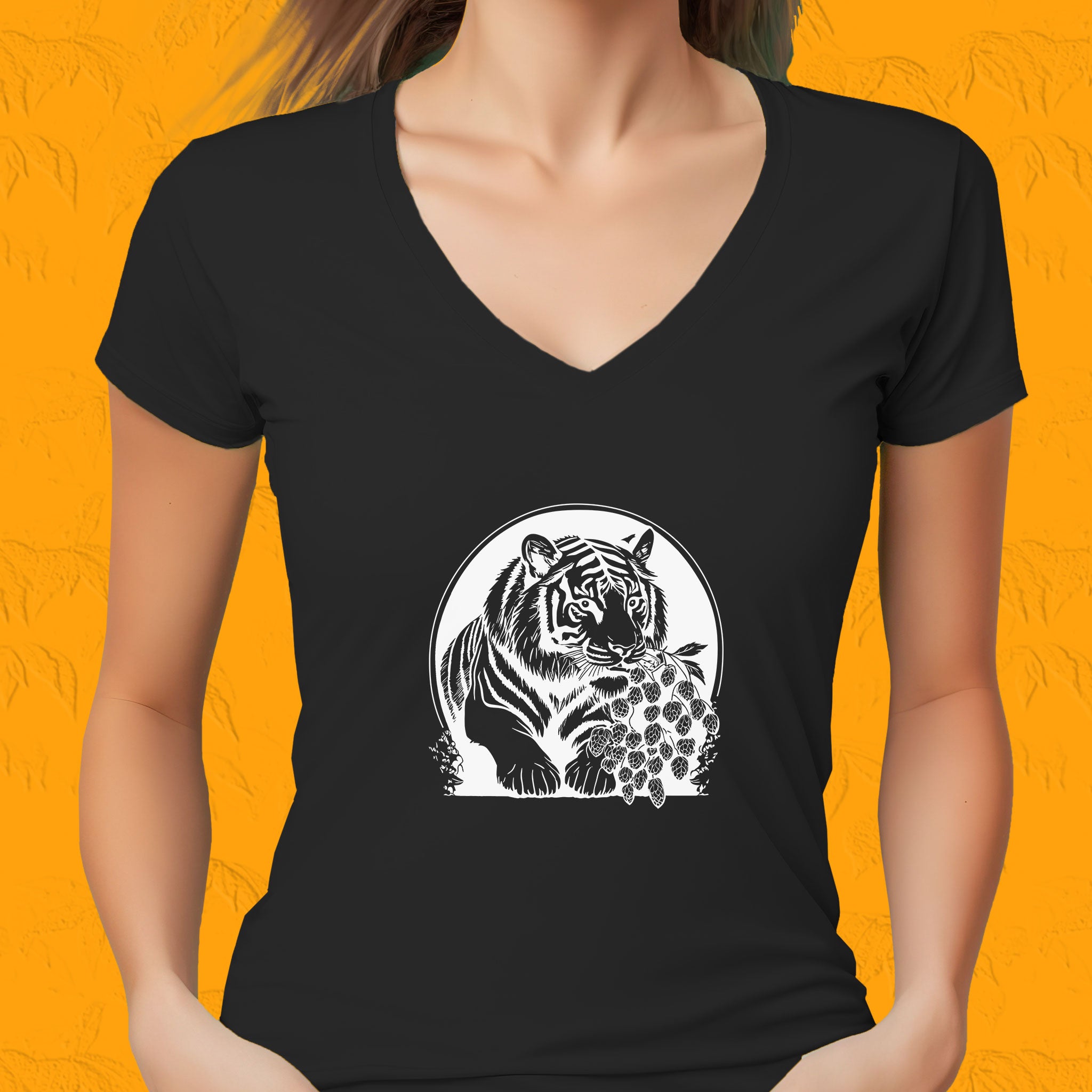 King Tiger White Outline Part 1 - V-Neck Beer Shirt